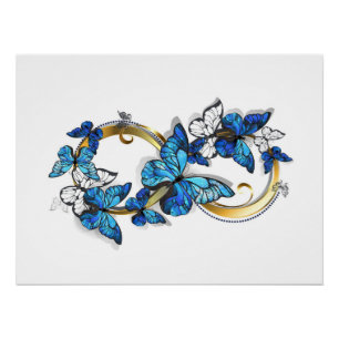 Póster Símbolo infinito de mariposas Morpho azules