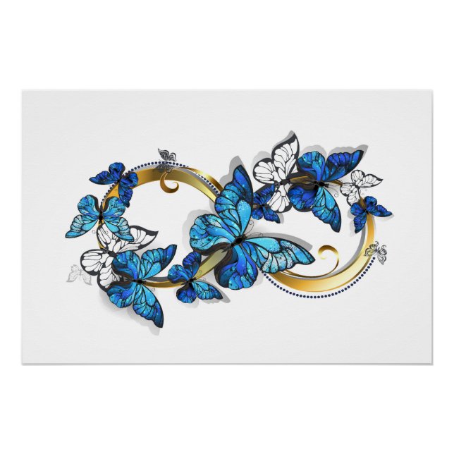 Póster Símbolo infinito de mariposas Morpho azules (Anverso)