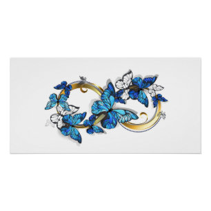 Póster Símbolo infinito de mariposas Morpho azules