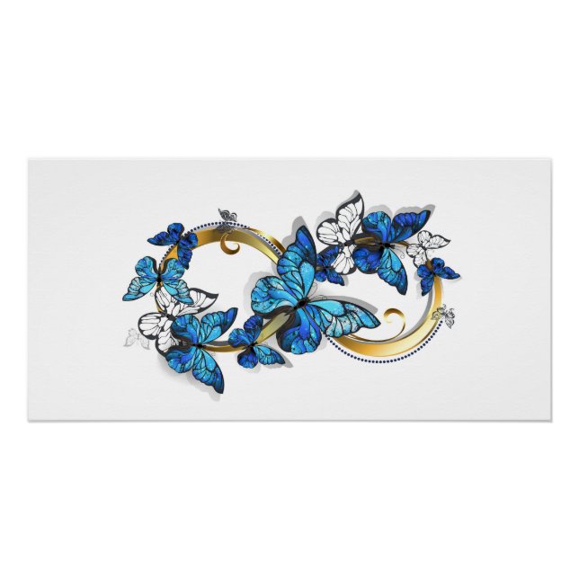 Póster Símbolo infinito de mariposas Morpho azules (Anverso)