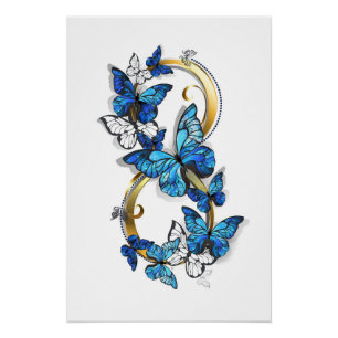 Póster Símbolo infinito de mariposas Morpho azules