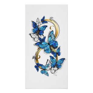 Póster Símbolo infinito de mariposas Morpho azules