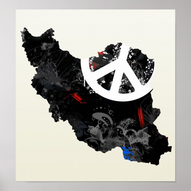 Póster Símbolo iraní de moda para la paz con mapa iraní (Frente)