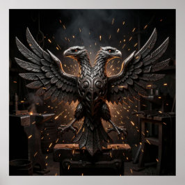 Póster Símbolo majestuoso del águila de hierro envuelto e
