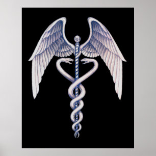 Póster Símbolo médico del Caduceo Poster de Negros