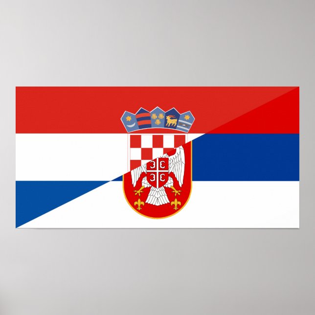 Póster símbolo medio del país de la bandera de serbia cro (Frente)