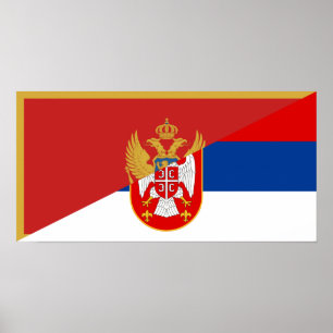 Póster símbolo medio del país de la bandera serbia monten