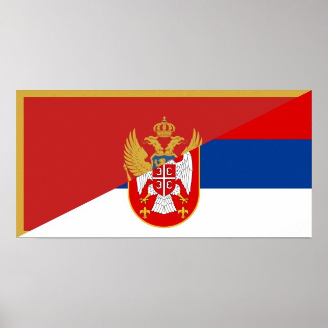 Póster símbolo medio del país de la bandera serbia monten (Frente)