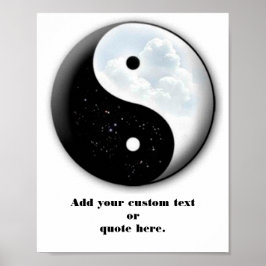 Póster Símbolo motivador Yin & Yang estrellas y nubes