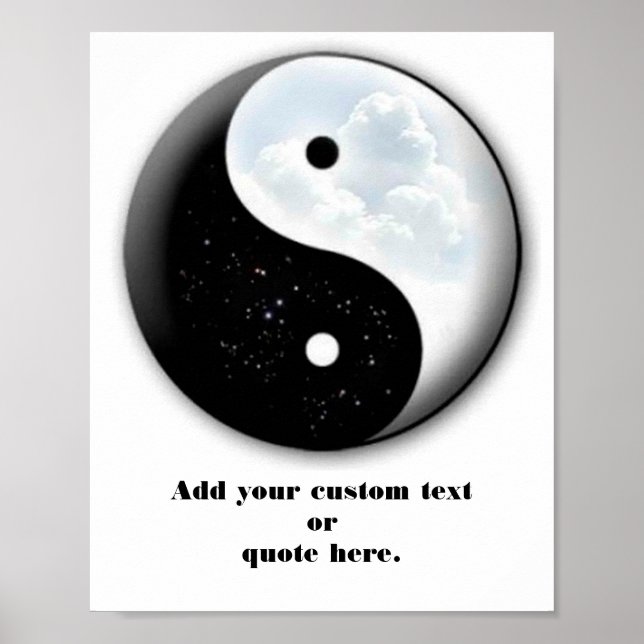 Póster Símbolo motivador Yin & Yang estrellas y nubes (Frente)
