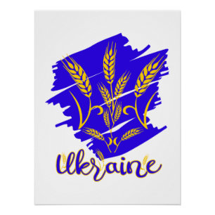 Póster Símbolo nacional ucraniano tryzub hecho de oído de