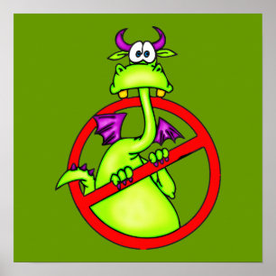Póster Símbolo no permitido de dragones