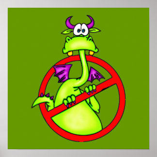Póster Símbolo no permitido de dragones