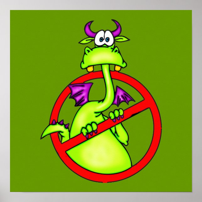 Póster Símbolo no permitido de dragones (Frente)