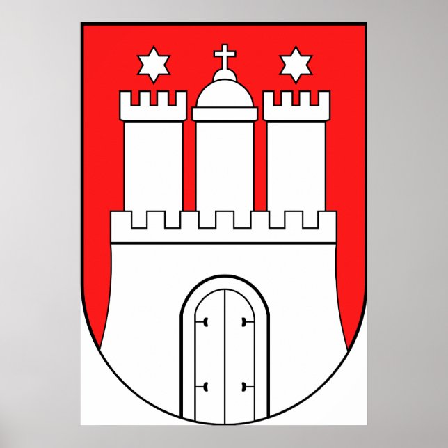 Póster Símbolo oficial del escudo de armas Hamburgo Alema (Frente)