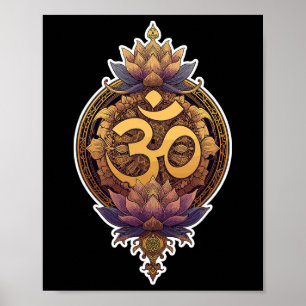 Póster Símbolo Om Espiritual Meditar Yoga Mantra Divino