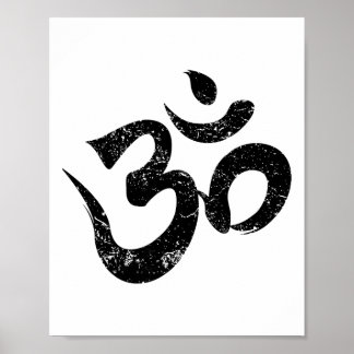Póster Símbolo Om Meditación Espiritual Indio Yoga Distre