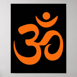 Póster Símbolo Om Omkar Aum Naranja Gráfico Espiritual Yo
