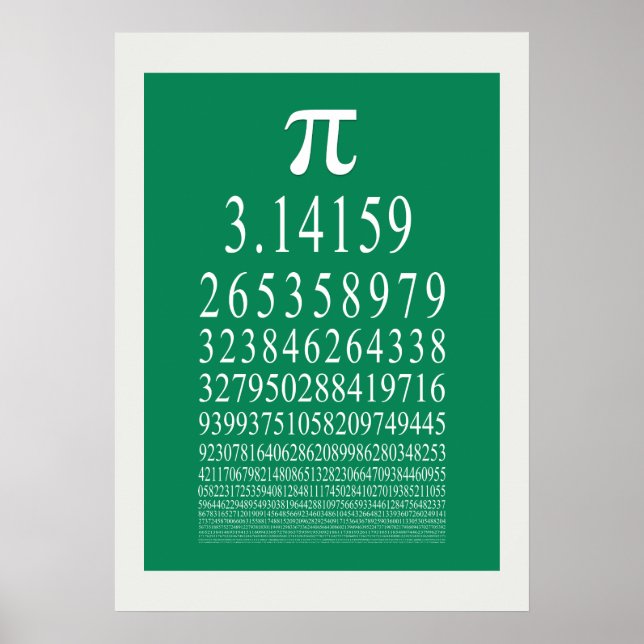Póster Símbolo Pi número de muchos dígitos (Frente)