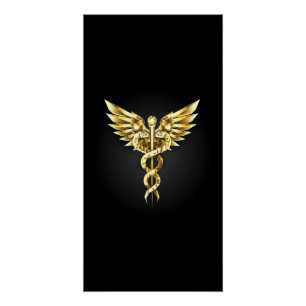 Póster Símbolo poligonal de oro Caduceus