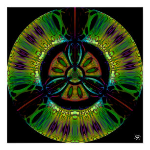 Póster Símbolo psicodélico de peligro biológico (o lo que