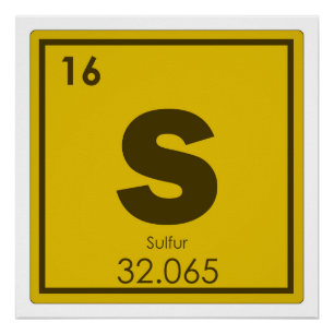 Póster Símbolo químico de azufre fórmula química g