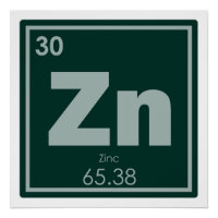 Símbolo químico de zinc de fórmula química geo