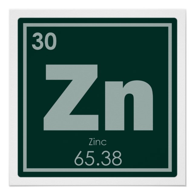 Póster Símbolo químico de zinc de fórmula química geo (Anverso)