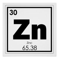 Símbolo químico de zinc de fórmula química geo