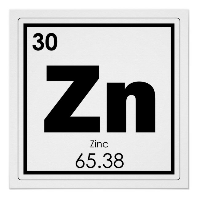 Póster Símbolo químico de zinc de fórmula química geo (Anverso)
