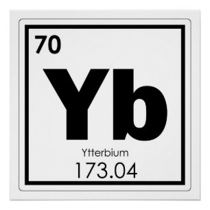 Póster Símbolo químico del elemento ytterbium forma quími