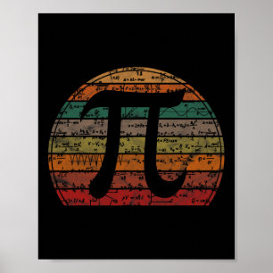 Póster Símbolo retro Pi símbolo Sunset Gift matemáticas E