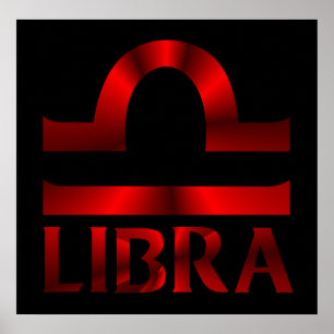 Póster Símbolo rojo del horóscopo del libra
