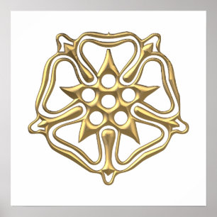 Póster Símbolo Rosa Golden "3-D"