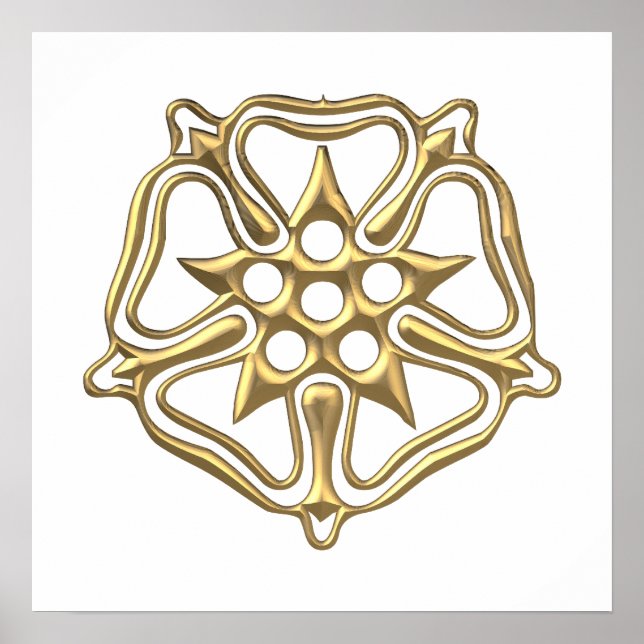 Póster Símbolo Rosa Golden "3-D" (Frente)