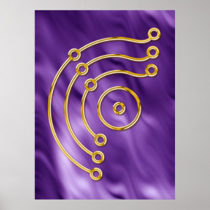 Póster Símbolo RUNA / GOLD, ondas lila