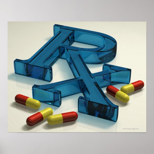 Póster Símbolo RX 3D con cápsulas (Frente)