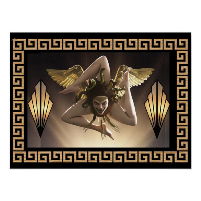 Póster Símbolo siciliano de Medusa (Trinacria) de la isla (Anverso)