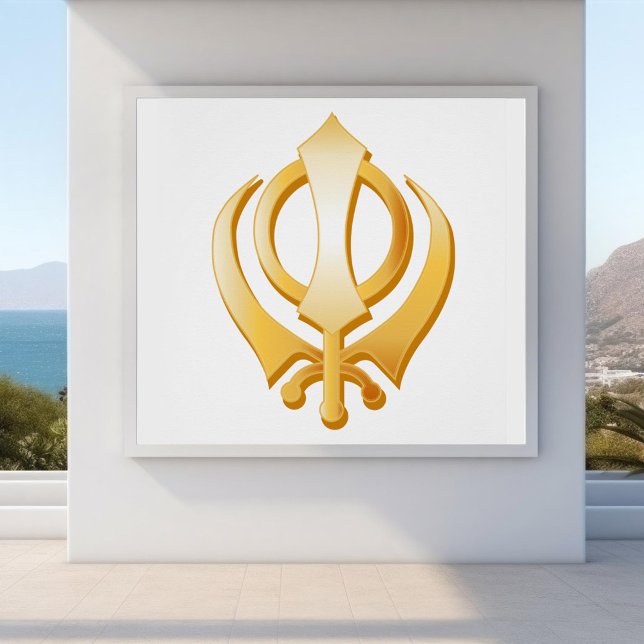Póster Símbolo sij (Sikh Poster, Gold Khanda, symbol of the Sikh religion. )