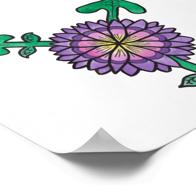 Póster Símbolo transgénero de flor morada (Esquina)