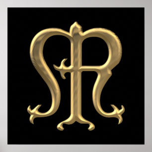 Póster Símbolo "tridimensional" de oro del Virgen María