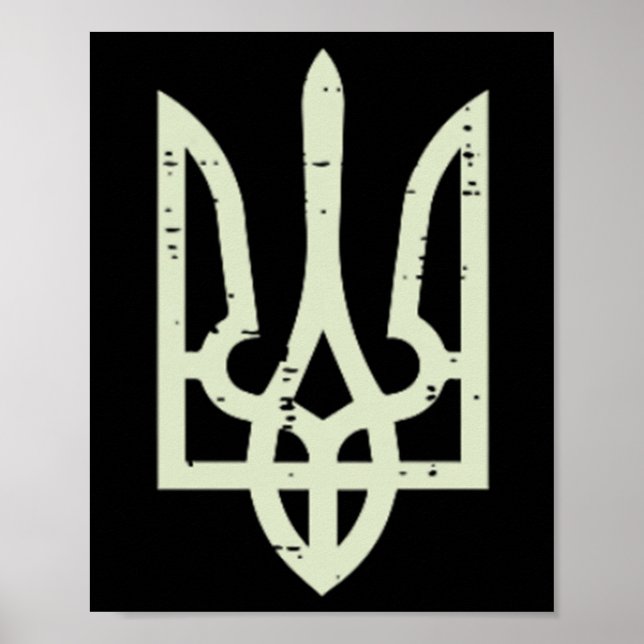 Póster Símbolo Tryzub de Ucrania Bolsillo Ucrania Trident (Frente)