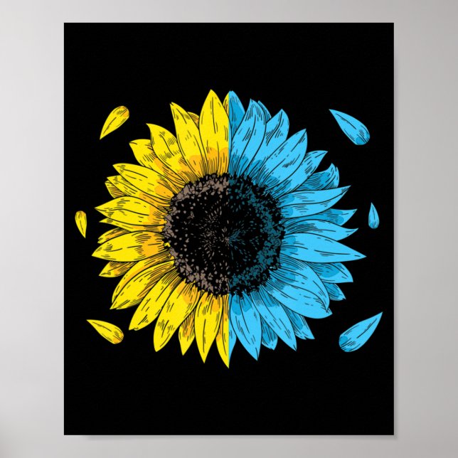 Póster Símbolo ucraniano de bandera Tryzub amor apoya a U (Frente)