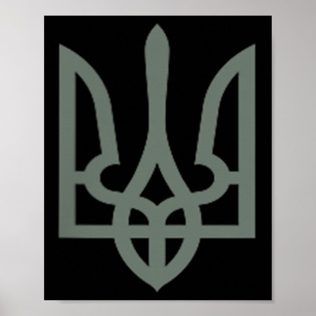 Póster Símbolo ucraniano de tridente Tryzub Emblem (Frente)
