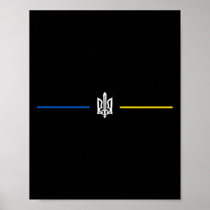 Póster Símbolo ucraniano Tryzub con espada - Tridente de
