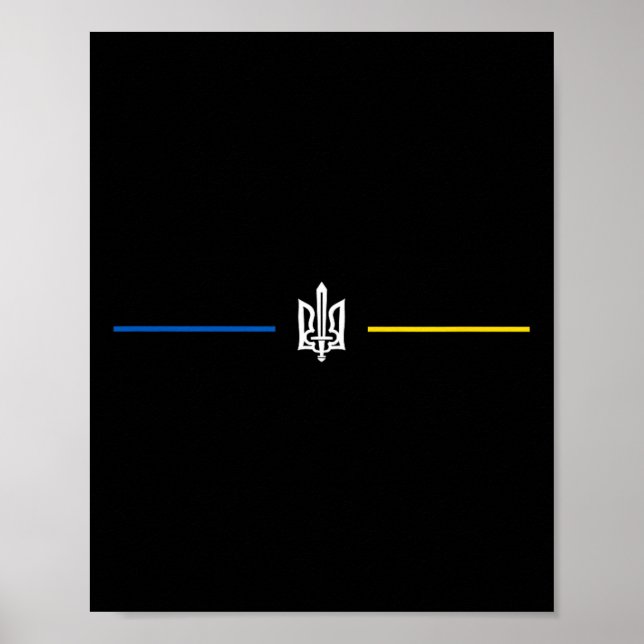 Póster Símbolo ucraniano Tryzub con espada - Tridente de  (Frente)