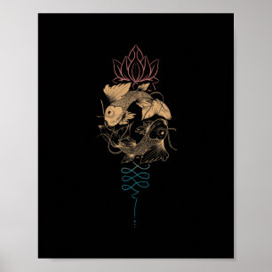 Póster Símbolo unalome Zodiac Piscis de peces