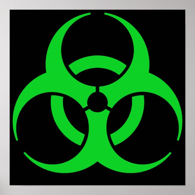 Póster Símbolo verde de riesgo biológico (Frente)
