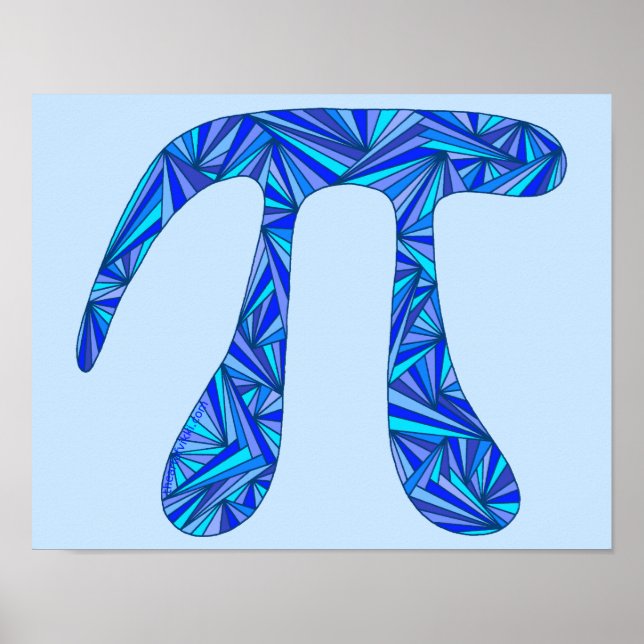 Póster Símbolo Z azul Pi matemática geek ciencia Nerd Div (Frente)