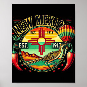 Póster Símbolo Zia de Nuevo México, Correcaminos y Chile
